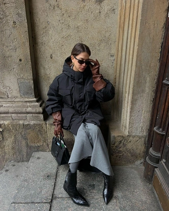 Длинные кожаные перчатки — самый женственный микротренд зимы