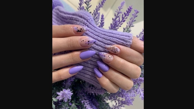 Лавандовый маникюр 2026: 11 модных идей дизайна с фото коротких и длинных ногтей квадратной или миндальной формы