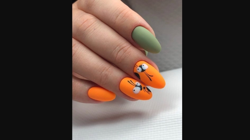 Оранжевый маникюр 2026: 11 модных идей дизайна с фото коротких и длинных ногтей квадратной или миндальной формы