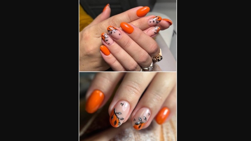 Оранжевый маникюр 2026: 11 модных идей дизайна с фото коротких и длинных ногтей квадратной или миндальной формы