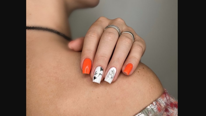 Оранжевый маникюр 2026: 11 модных идей дизайна с фото коротких и длинных ногтей квадратной или миндальной формы