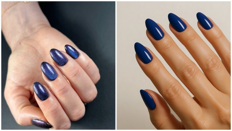 Темно-синий маникюр: главный цвет зимы, который вытеснил черный