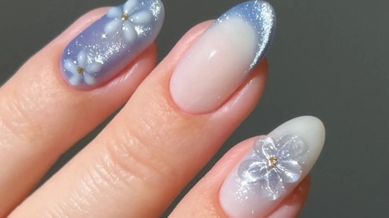 Весенний тренд в маникюре: нейл-арт с 3D-цветами, кошачий глаз и желейный эффект